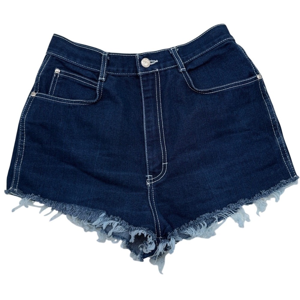 Gitano Denim Hot Shorts Frayed Hem High Waist 90s Y2K Size 25 Retro Vintage VTG